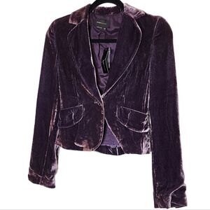 NWT BCBGMAXAZRIA Silk-Blend Purple Velvet Blazer Jacket Size XXS